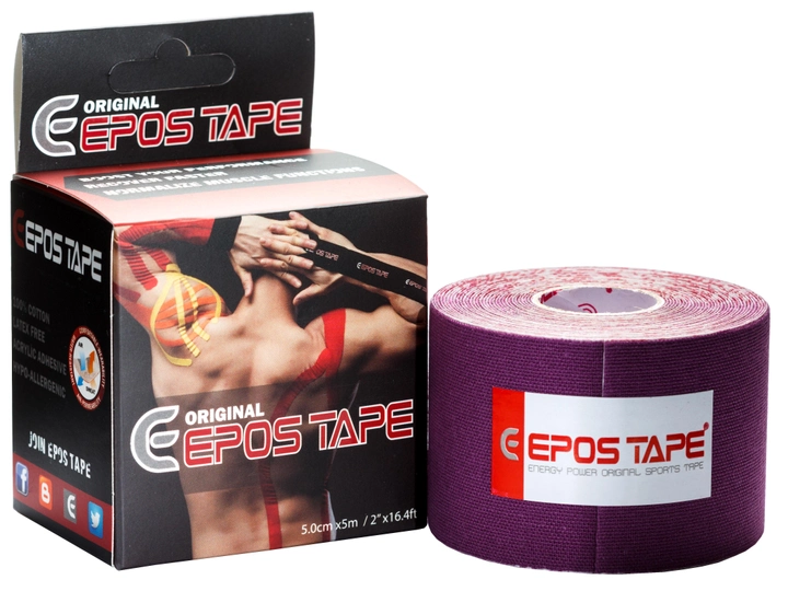 Кінезіо тейп EPOS TAPE Original 5 см х 5 м фіолетовий - зображення 1