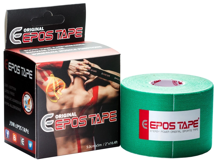 Кінезіо тейп EPOS TAPE Original 5 см х 5 м зелений - зображення 1
