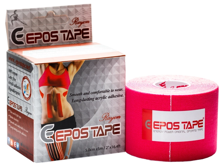 Кинезио тейп EPOS TAPE Rayon 5 см х 5 м (вискоза) розовый - изображение 1