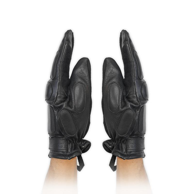 Тактичні шкіряні зимові рукавички на флісовій підкладці GlovesUA мод.312-б Чорний 8.5 - зображення 2