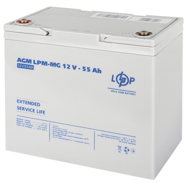 Акумулятор GEL LogicPower LPM-MG 12V - 55 Ah - Фото 1 Акумулятор GEL LogicPower LPM-MG 12V - 55 Ah - зображення 1