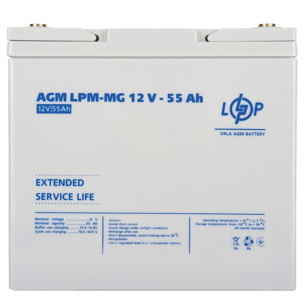 Акумулятор GEL LogicPower LPM-MG 12V - 55 Ah - Фото 4 Акумулятор GEL LogicPower LPM-MG 12V - 55 Ah - зображення 4