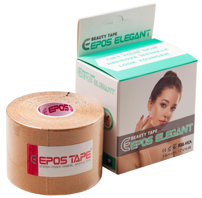 Кінезіо тейп EPOS TAPE Elegant для обличчя та чутливої шкіри 5 см х 5 м бежевий - зображення 1
