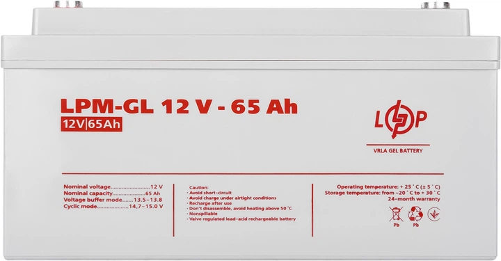 Акумуляторна батарея LogicPower Гелева LPM-GL 12V 65Ah (LP3869) - зображення 3