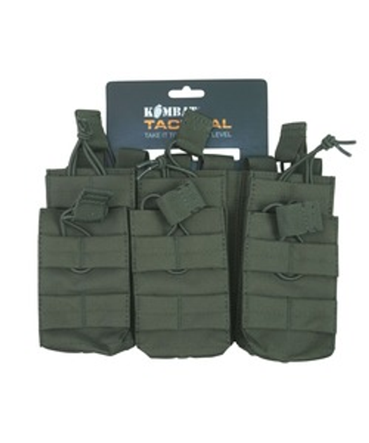 Підсумок під магазини АК KOMBAT UK Triple DUO Mag Pouch, олива 25 x 14 x 4,5 - зображення 1