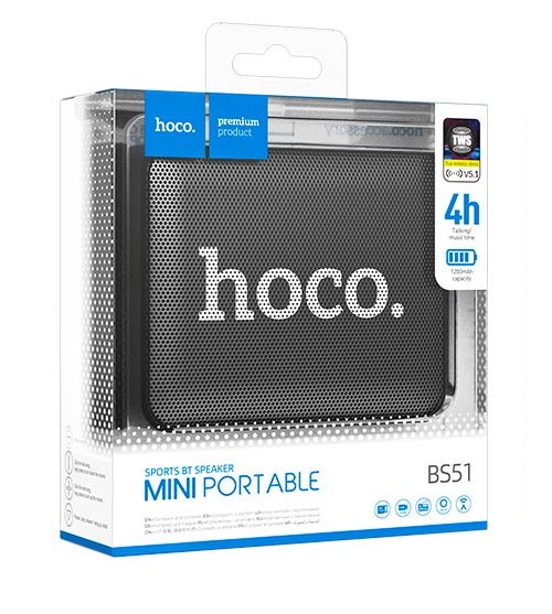 Портативная Bluetooth колонка Hoco Gold brick sports BT speaker bs51 BT5.1 TWS USB/AUX/TF/FM 4h black - изображение 3