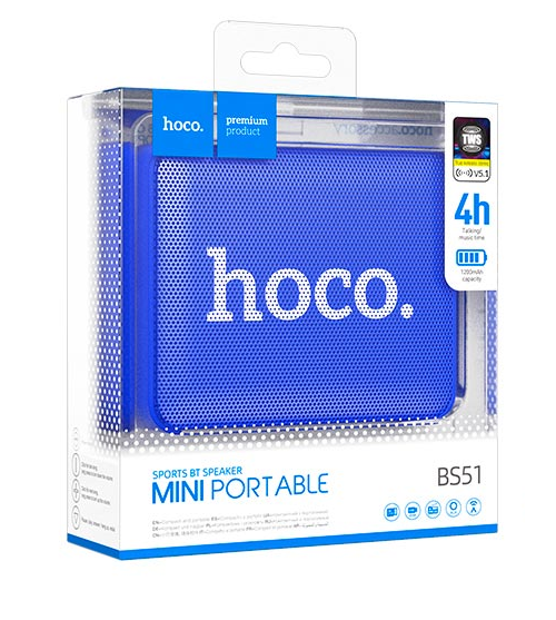 Портативная Bluetooth колонка Hoco Gold brick sports BT speaker bs51 BT5.1 TWS USB/AUX/TF/FM 4h blue - изображение 3