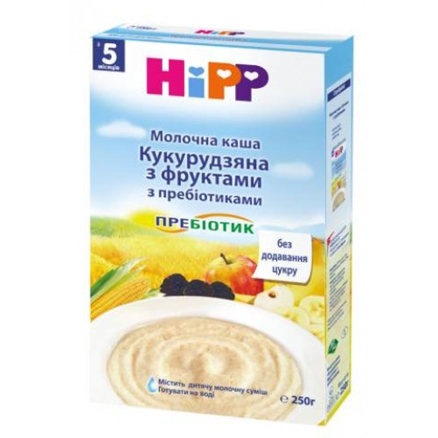 Молочная каша Кукурузная с фруктами с пребиотиками HIPP от 5 месяцев ...