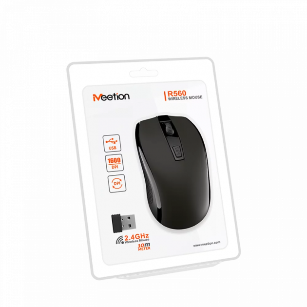 Мышка беспроводная оптическая MeeTion Wireless Mouse 2.4 G MT-R560 black - изображение 6