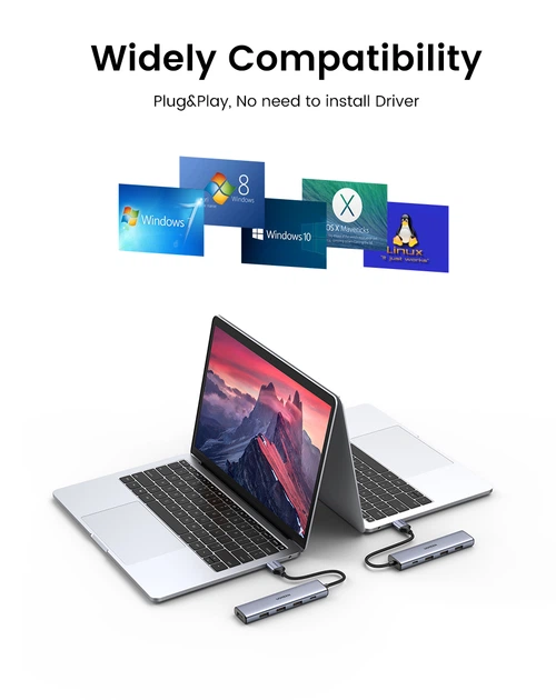 USB-хаб Ugreen CM473 USB 3.0 to 4-Port USB 3.0 Hub Space Gray (6957303828050) - зображення 9