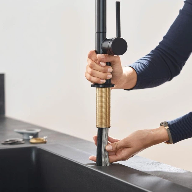Змішувач hansgrohe Talis M54 для кухонної мийки з висувним душем, матовий чорний 72809670 - зображення 5
