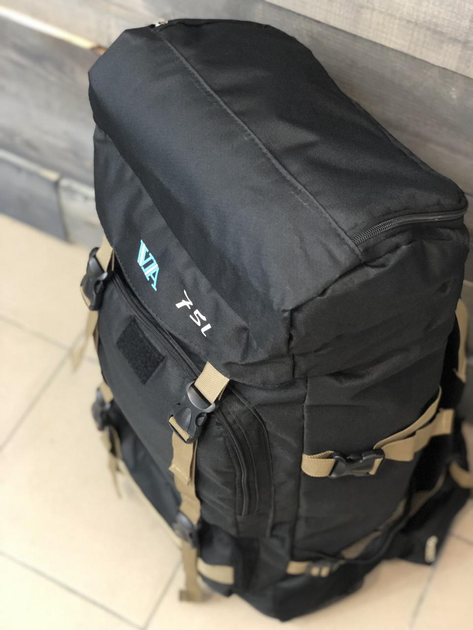 Універсальний рюкзак тактичний 75 літрів, військовий водовідштовхуючий рюкзак із щільної тактичної тканини чорний - зображення 2