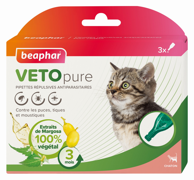 Капли Beaphar Bio Spot On от блох, клещей и комаров для котят 3 пипетки (15615) (8711231156153) 