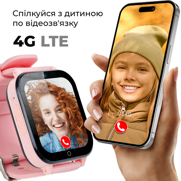 Умные детские GPS часы-телефон JETIX DF100 Pro Kids с виброзвонком, 4G видеозвонком и фонариком (Pink) - Фото 2 Умные детские GPS часы-телефон JETIX DF100 Pro Kids с виброзвонком, 4G видеозвонком и фонариком (Pink) - изображение 2