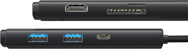 USB Hub Baseus Lite Series 6-Port Multifunctional HUB USB Type-C - 2xUSB 3.0 / USB Type-C PD / HDMI 1.4 / SD / TF Black (WKQX050101) - obraz 5