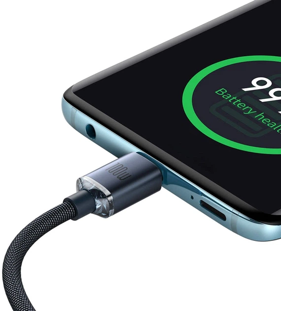Кабель Baseus Crystal Shine Series Fast Charging Data Cable Type-C to Type-C 100W 1.2 м Black (CAJY000601) - зображення 4