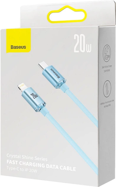Кабель Baseus Crystal Shine Series Fast Charging Data Cable Type-C to iP 20W 1.2 м Sky Blue (CAJY001303) - зображення 8