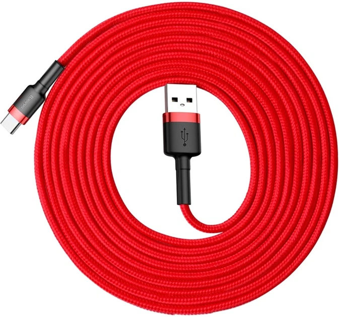 Kabel Baseus Cafule Cable USB For Type-C 2 A 3 m Red/Red (CATKLF-U09) - obraz 5