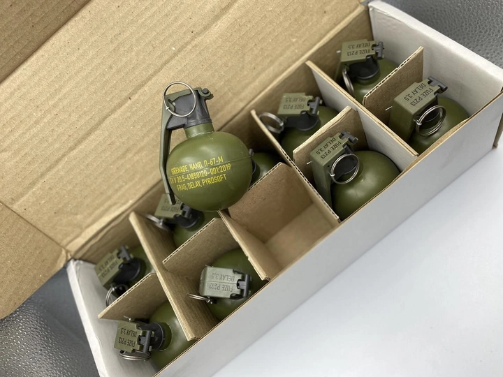 Имитационно-тренировочная граната НАТО 67 учебная с активной чекой, 310 грамм, (ящик), Pyrosoft - изображение 2