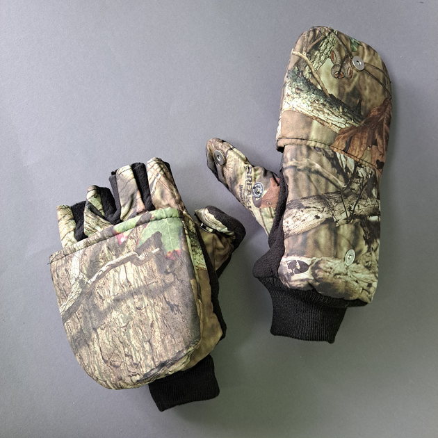 Мужские перчатки зимние тактические для охоты на флисе с откидной варежкой Tactical Камуфляж лес (9209) - изображение 2