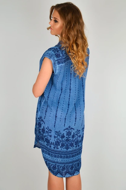 Пляжная туника с короткими рукавом Iconique IC9-096 48(XL) Синий - Фото 5 Пляжная туника с короткими рукавом Iconique IC9-096 48(XL) Синий - изображение 5