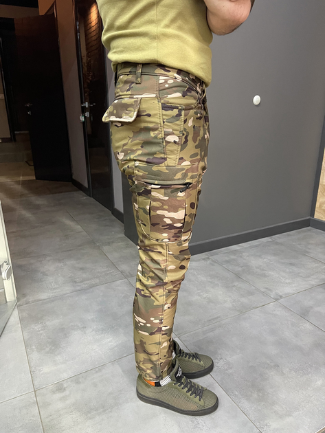 Штани тактичні флісові, розмір XL, Мультикам, утеплені штани для військових на флісі - зображення 2