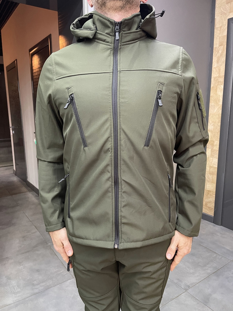 Куртка тактична, Softshell, колір Олива, розмір XL, демісезонна флісова куртка для військових Софтшел - зображення 1