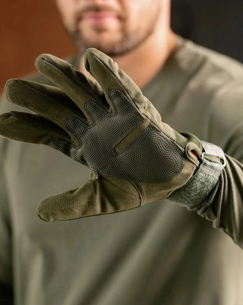 Тактичні рукавички Combat військові з посиленою долонею Хакі XL - зображення 2