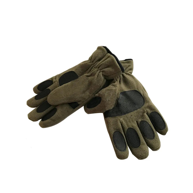 Армійські двошарові теплі флісові рукавички для військових і зсу Зелені хакі - зображення 1