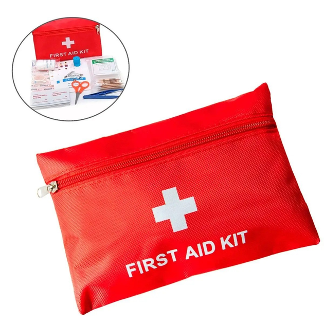 Аптечка першої допомоги універсальна "First aid kit" Червона 14х20см, дорожня медична аптечка з наповненням (VS7005553) - зображення 1