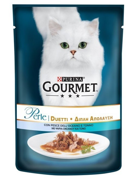 Влажный корм для кошек Purina Gourmet Perle Duo с океанической рыбой и ...