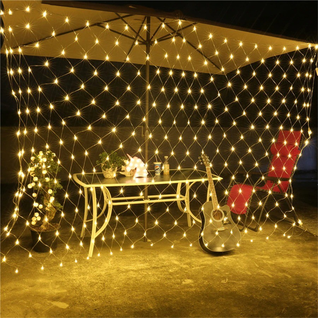 Гирлянда сетка светодиодная 120 LED 2х2 м прозрачный провод от сети ...