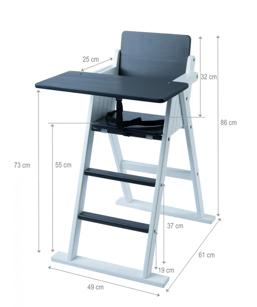 Стільчик для годування Ommi Step Up 490x610x860 мм білий-графіт 01-02 - Фото 6 Стільчик для годування Ommi Step Up 490x610x860 мм білий-графіт 01-02 - зображення 6