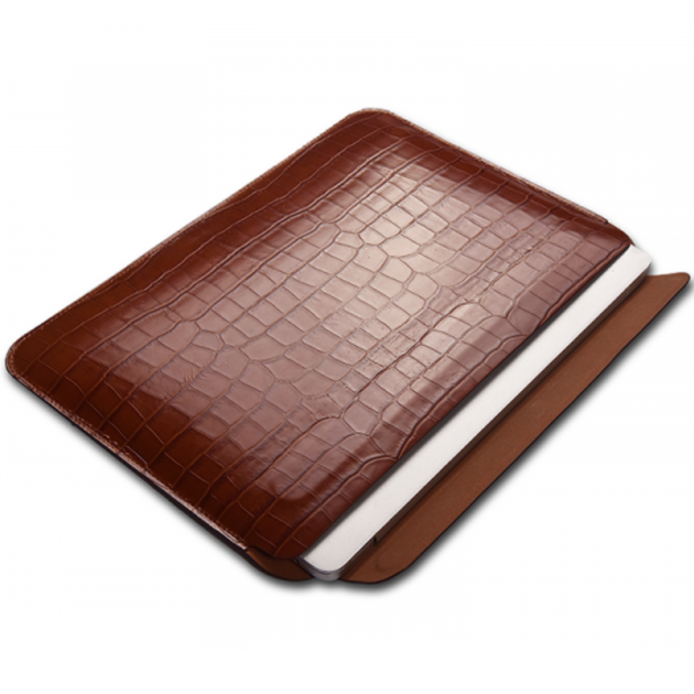 Кожанный чехол WIWU Skin Croco Geniunie Leather Sleeve Series for MacBook 14" [2021], Brown - изображение 2