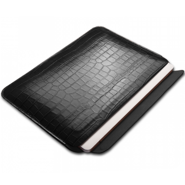 Кожанный чехол WIWU Skin Croco Geniunie Leather Sleeve Series for MacBook 14" [2021], Black - изображение 2