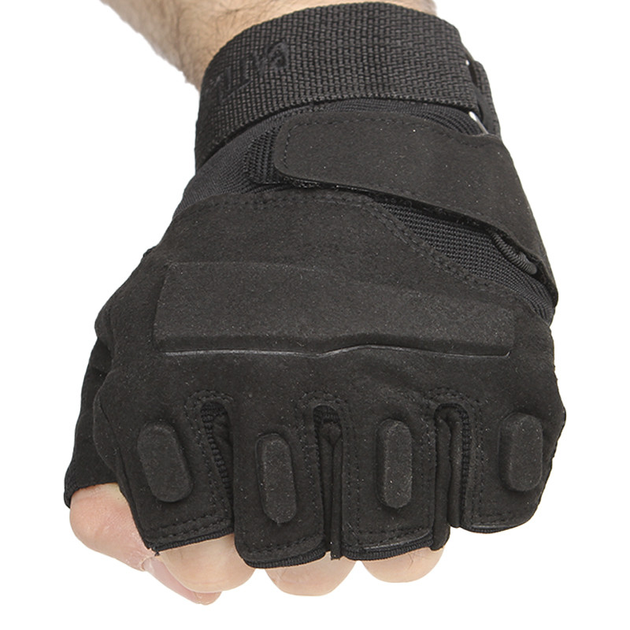 Перчатки тактические короткие Han-Wild HW72 Black XL мужские без пальцев с защитными вставками taktical (OPT-4061) - изображение 2