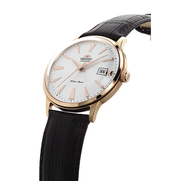 Мужские надежные часы Orient FAC00002W0 Белые с золотистым/коричневым - изображение 4