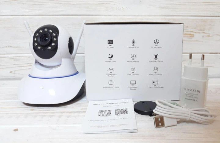 Беспроводная камера видеонаблюдения WiFi Smart Life 1280x720 поворотная, ночная съемка, датчик движения Белый - изображение 5