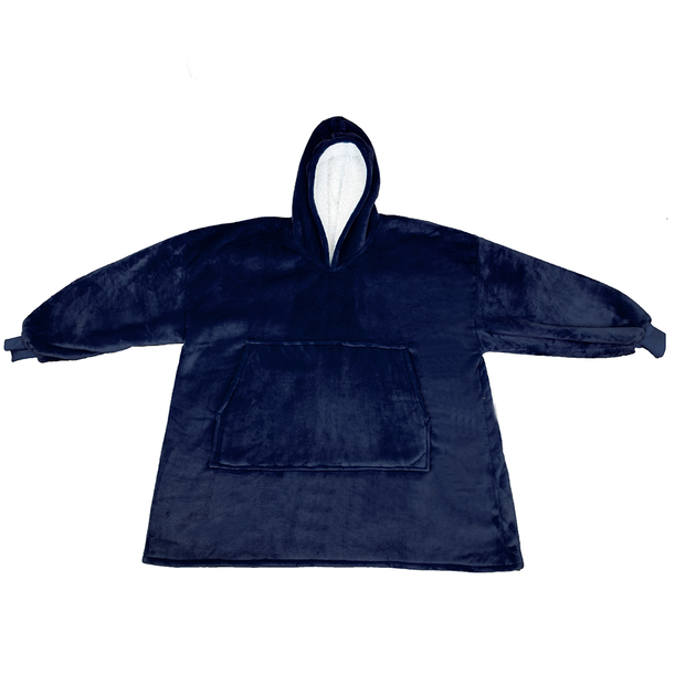 Толстовка плед с рукавами и капюшоном Huggle Hoodie оверсайз, теплый худи с большим карманом для рук Синий One size - изображение 10