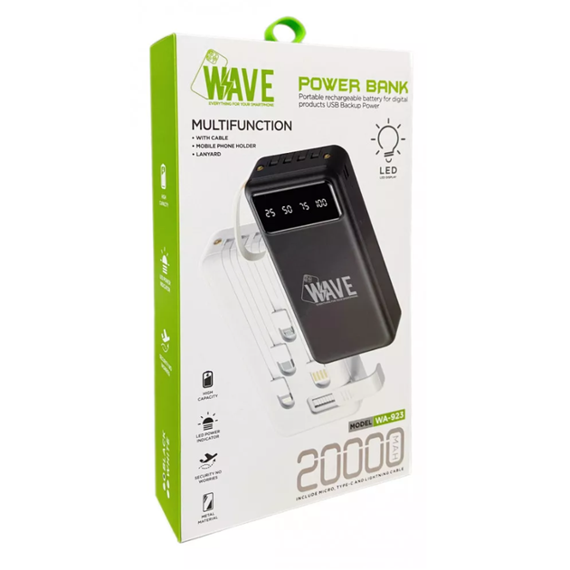 Повербанк/Power bank/УМБ 20000 mAh WAVE WA-923 Білий - зображення 3