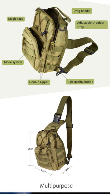 Тактична військова сумка рюкзак OXFORD 600D Coyote - зображення 2
