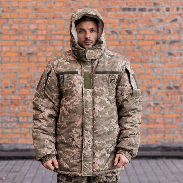 Куртка-бушлат військова чоловіча тактична мікро рип-стоп плащівка на хутрі ЗСУ Піксель 9164 54 розмір - зображення 2