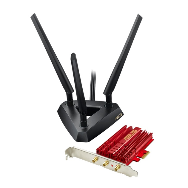 Беспроводной адаптер Asus PCE-AC68 (AC1900, broadcom, 3 внешних антенны ...