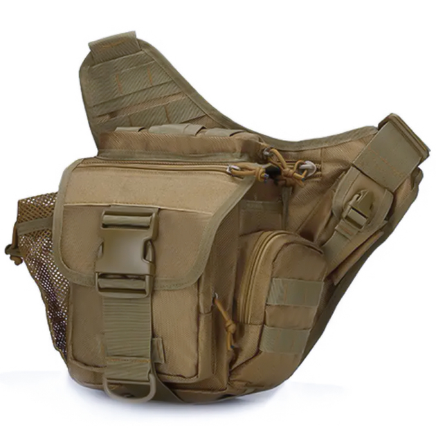 Сумка тактическая через плечо AOKALI Outdoor A03 (Sand) водонепроницаемая военная с карманами на молнии LOZ - изображение 1