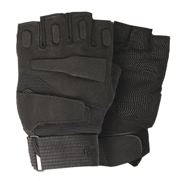 Перчатки тактические короткие Han-Wild HW72 Black XL мужские без пальцев с защитными вставками taktical LOZ - изображение 1