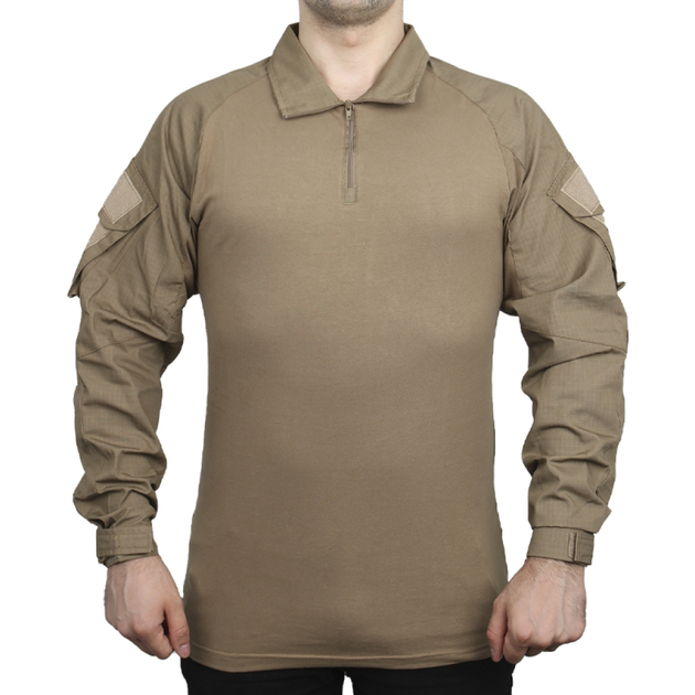 Тактична сорочка Lesko A655 Sand Khaki M чоловіча однотонна сорочка з ущільненими рукавами LOZ - зображення 2
