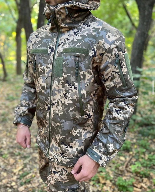 Куртка тактическая Softshell Пиксель ММ14 демисезонная флисовая куртка для военных софтшел S - изображение 1