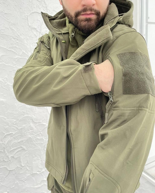 Куртка тактична Softshell Оливкова тепла зимова куртка для військових софтшелл L - зображення 2