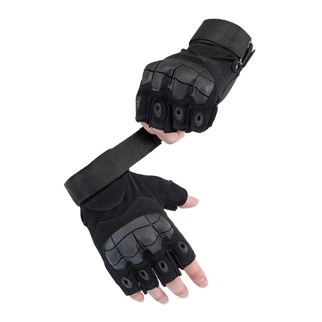 Перчатки тактические FG Черный L без пальцев с защитой на костяшки - изображение 2
