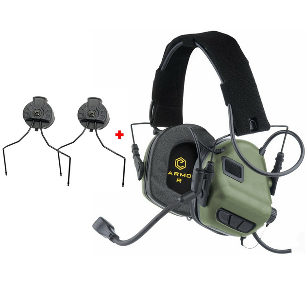 Наушники Активные для стрельбы с микрофоном Earmor M32 + крепление на каску шлем FAST, TOR-D, ACH MICH (150200kr) - изображение 1